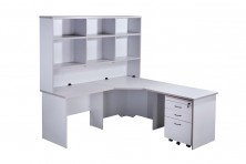 Rapidline Rapid Vibe Corner Workstation 1800 X 600 X 1800 X 600 With 1800 L Hutch Unit And Mobile Drawer Ped